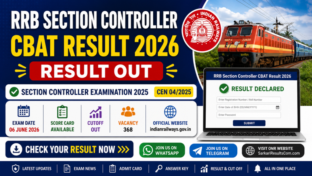 RRB Section Controller CBAT Result 2026