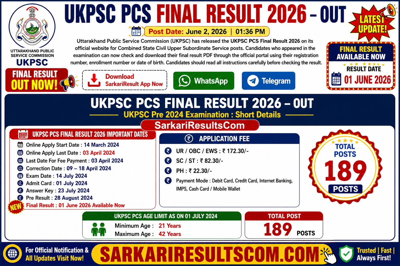 UKPSC PCS Final Result 2026 – Out