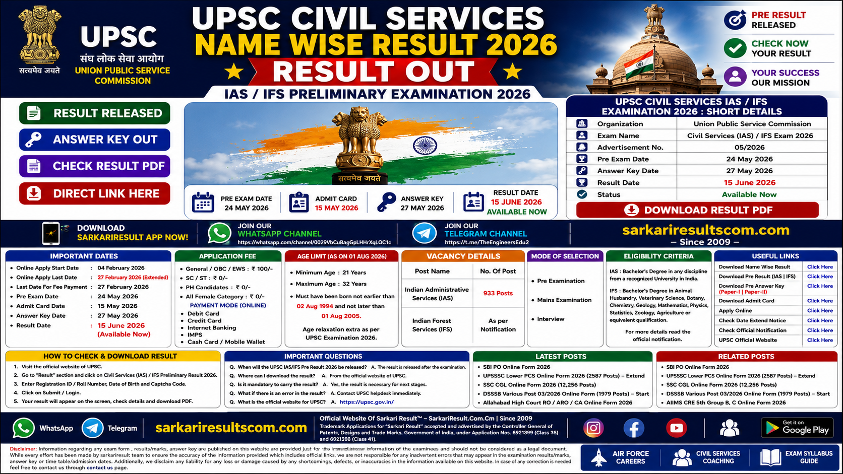 UPSC Civil Services Name Wise Result 2026