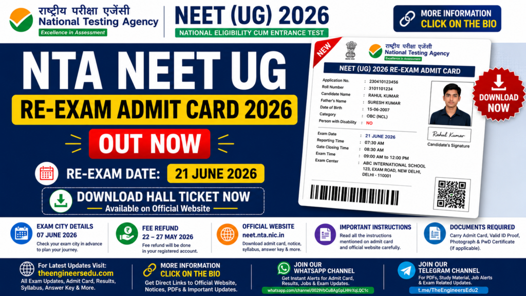 NTA NEET UG Re-Exam Admit Card 2026