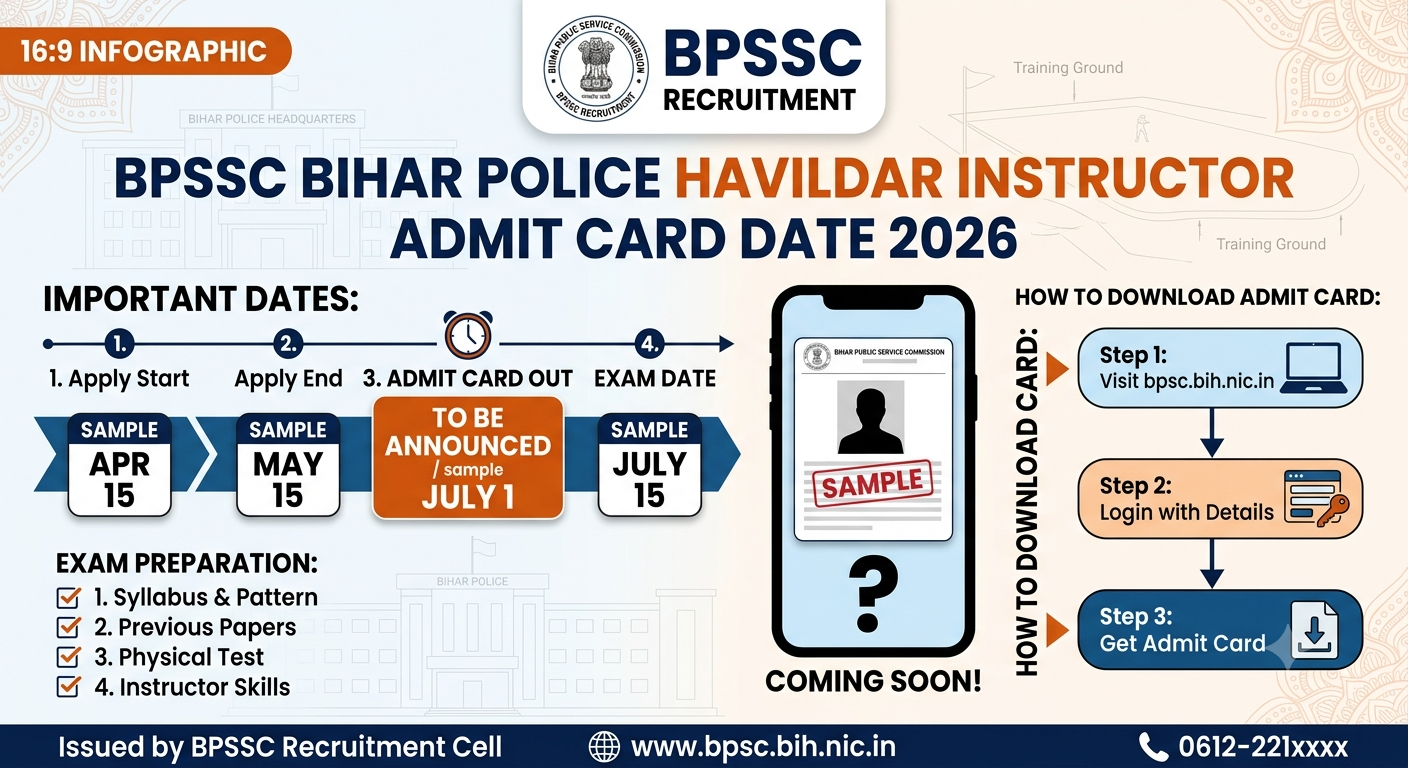 BPSSC Bihar Police Havildar Instructor Admit Card Date 2026