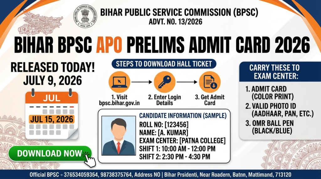 Bihar BPSC APO Admit Card 2026