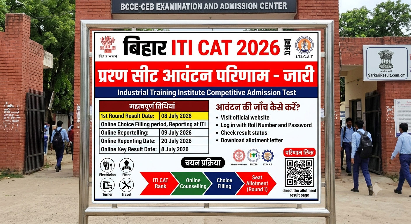 Bihar ITI CAT 2026 1st Round Allotment Result