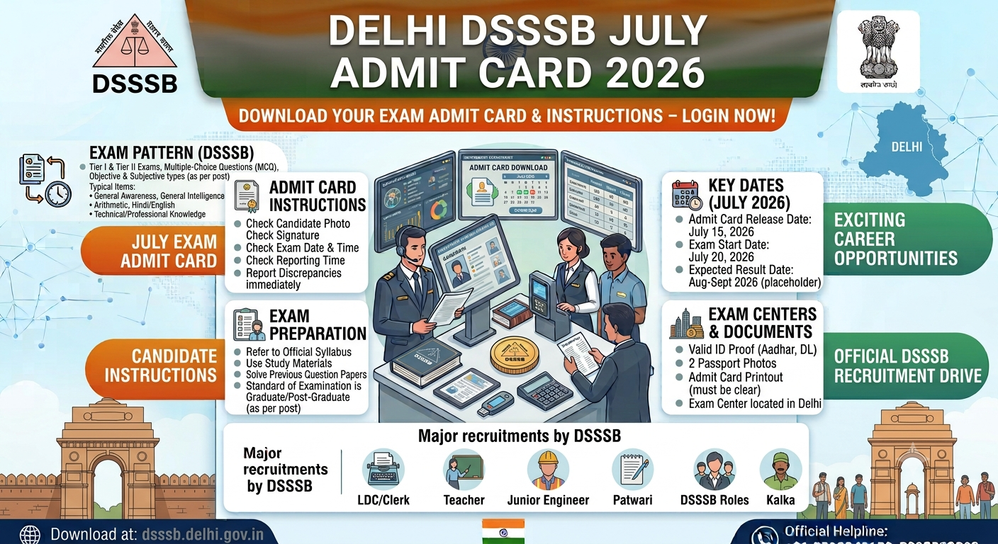 Delhi DSSSB July Admit Card 2026