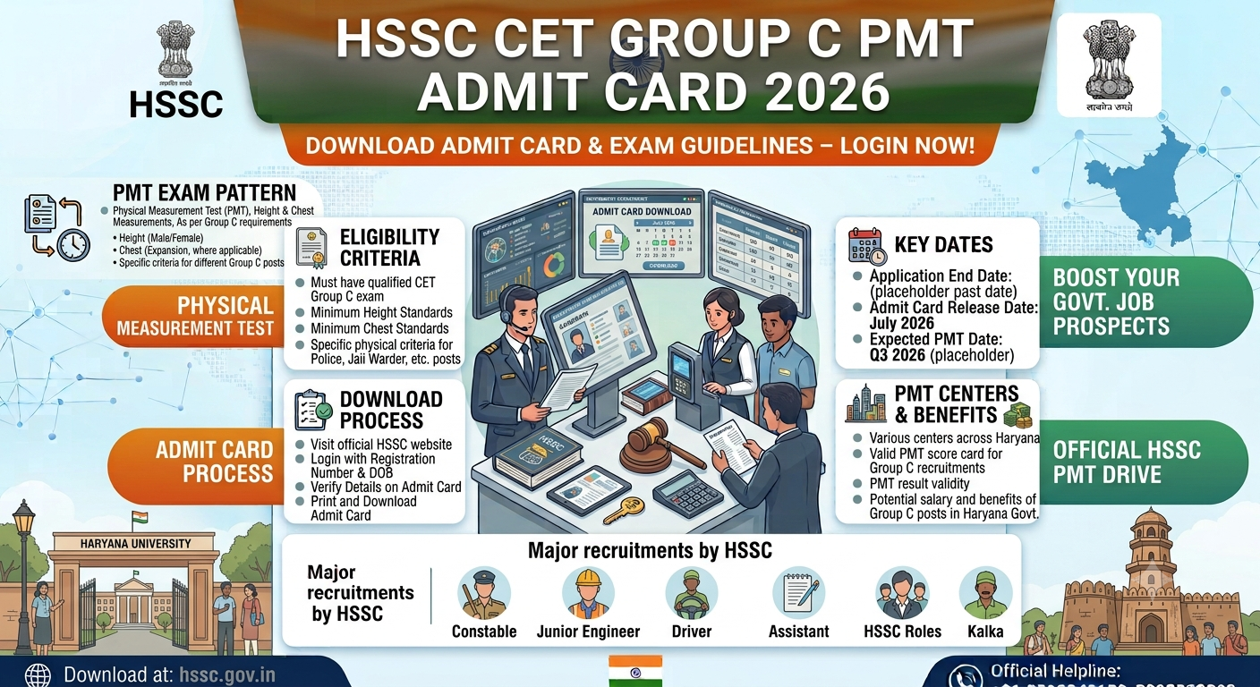 HSSC CET Group C PMT Admit Card 2026