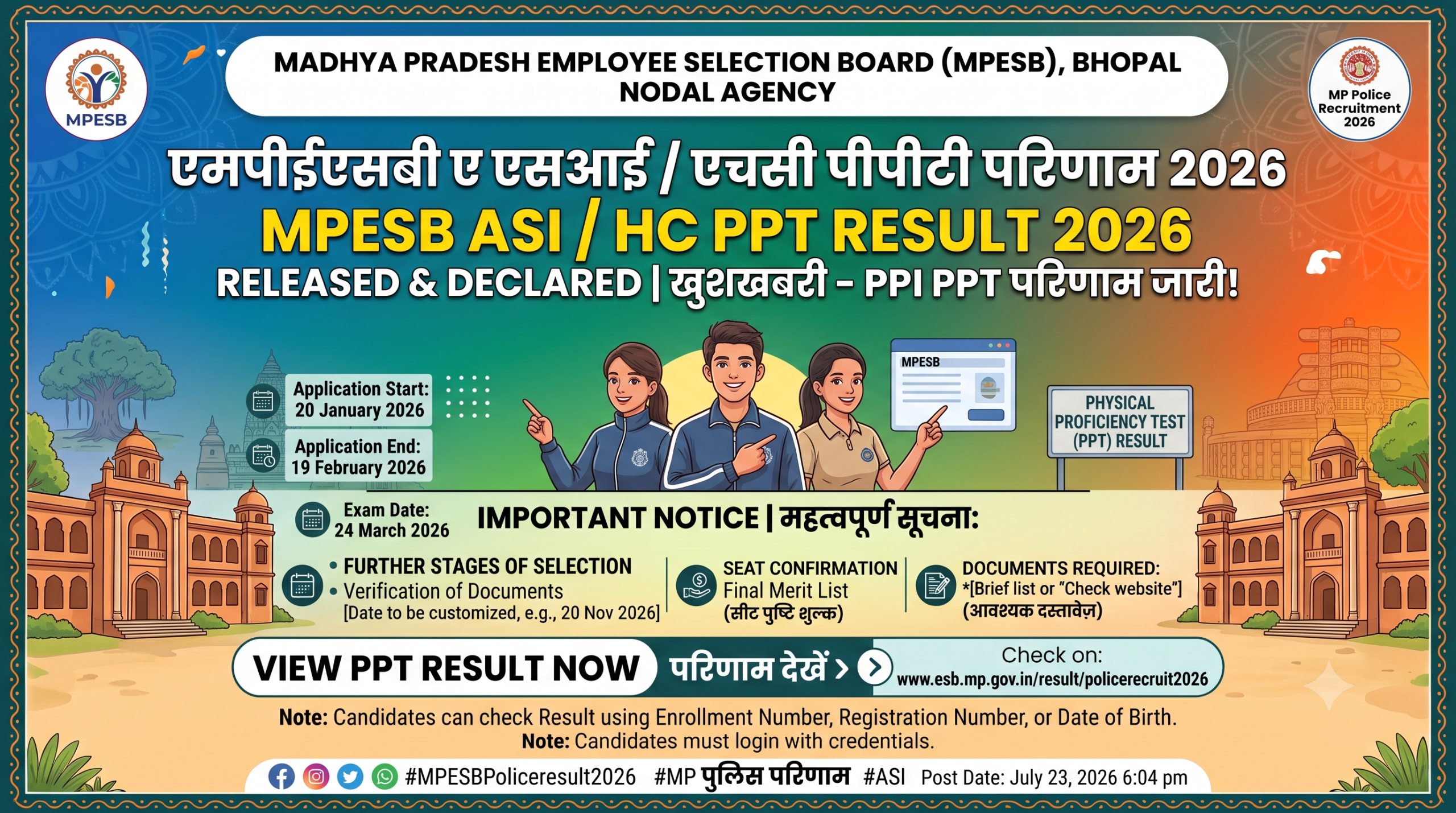 MPESB ASI / HC PPT Result 2026