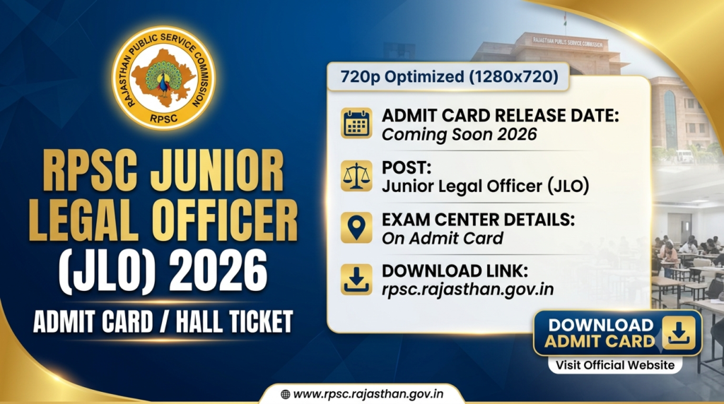 RPSC Junior Legal Officer JLO Admit Card 2026