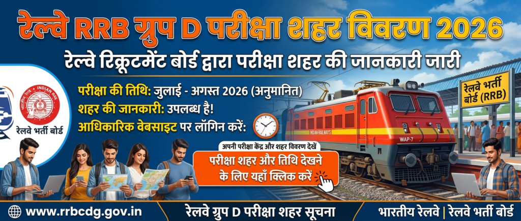 Railway RRB Group D Exam City Details 2026
