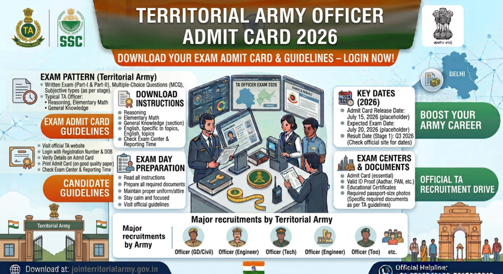 Territorial Army Officer Admit Card 2026