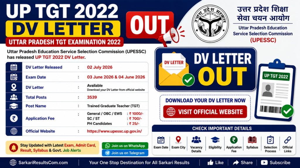 UP TGT 2022 DV Letter