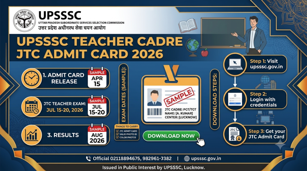 UPSSSC Teacher Cadre JTC Admit Card 2026