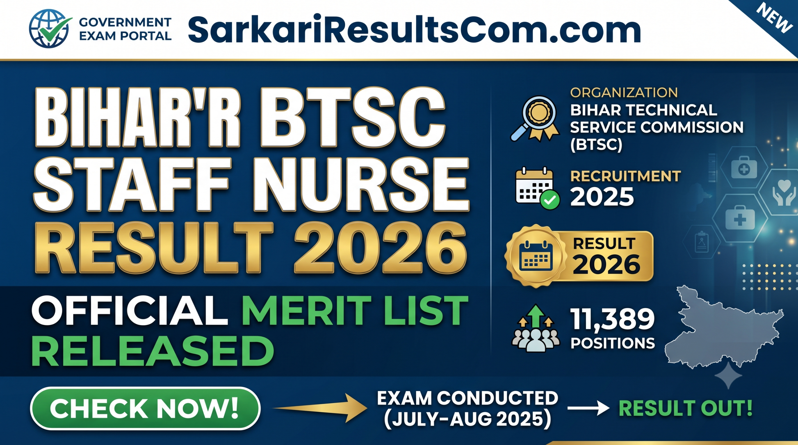 Bihar BTSC Staff Nurse Result 2026