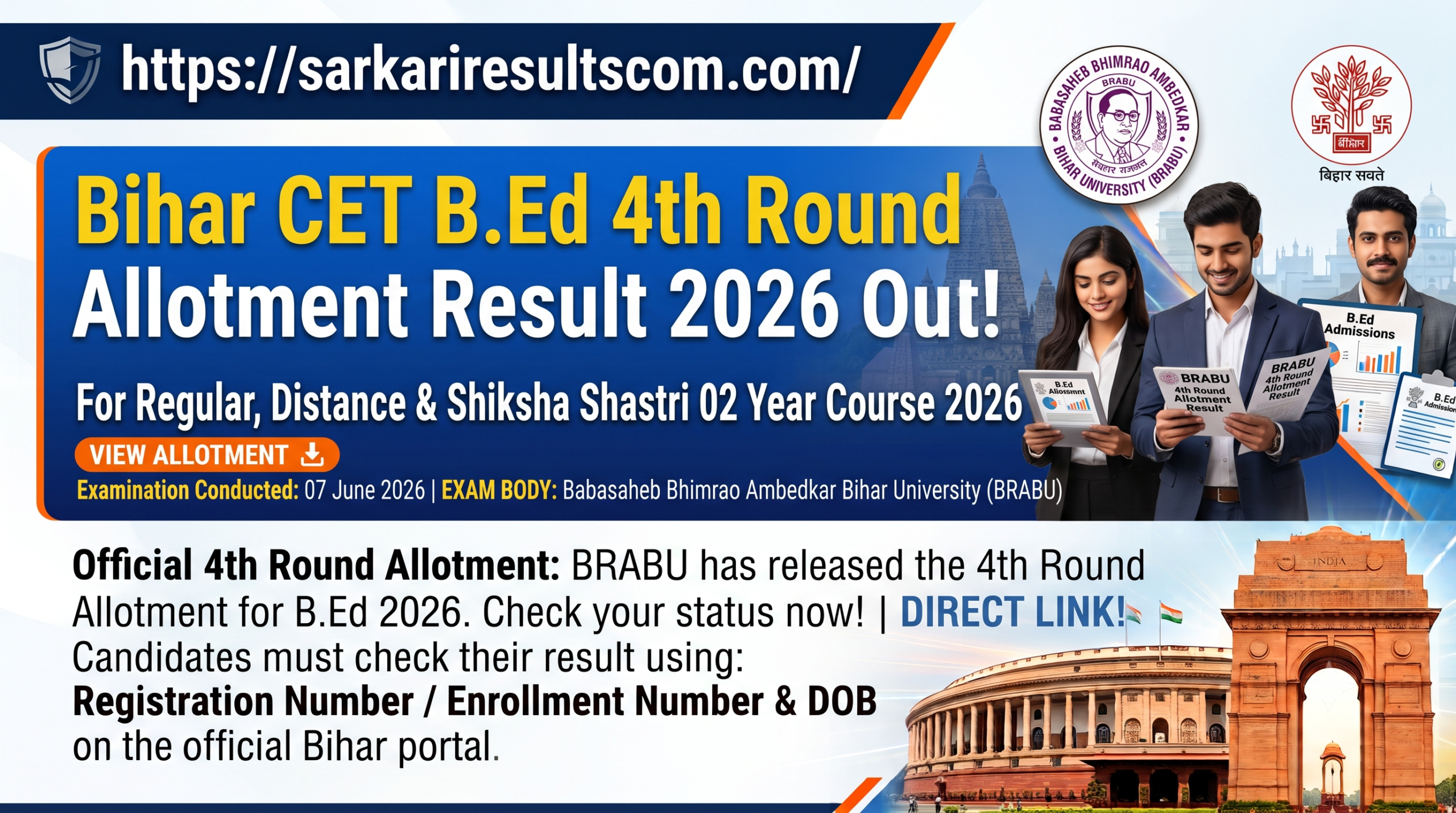 Bihar CET B.Ed 4th Round Allotment Result 2026