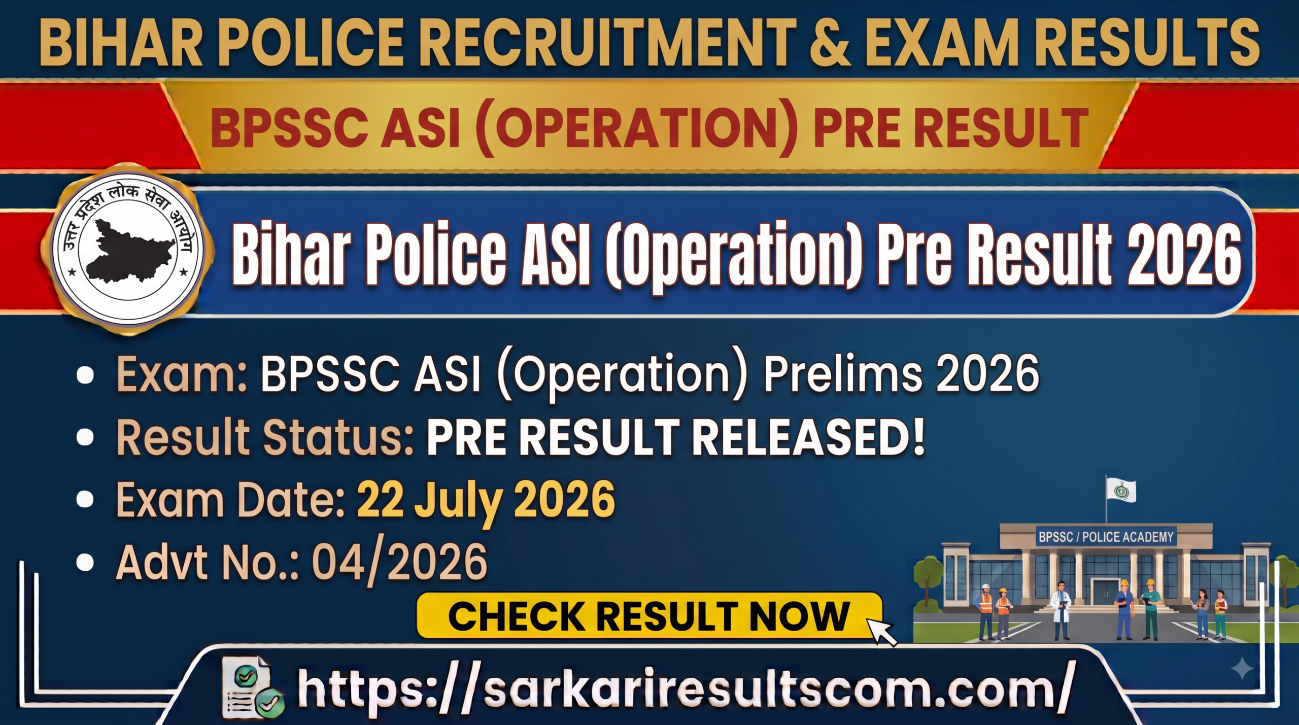 Bihar Police BPSSC ASI Operation Pre Result 2026