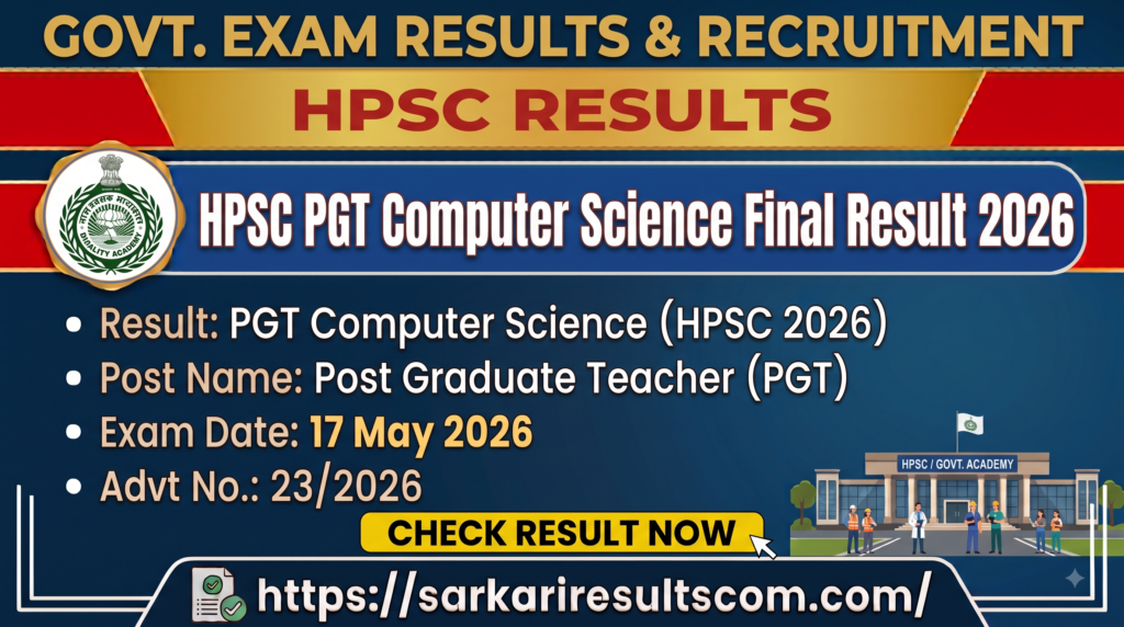 HPSC PGT Computer Science Final Result 2026