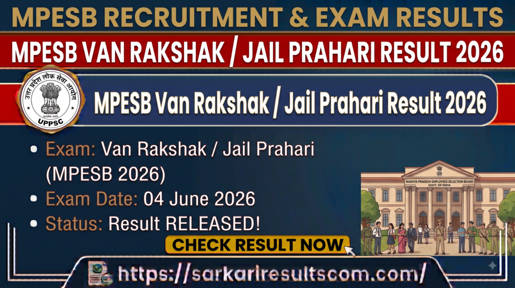MPESB Van Rakshak Jail Prahari Result 2026