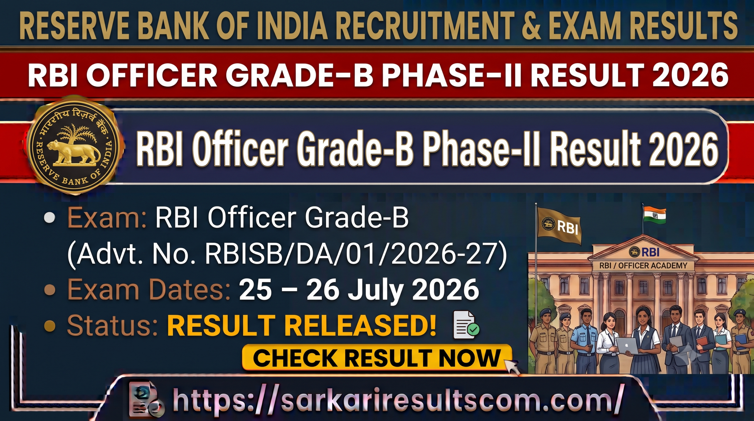 RBI Officer Grade-B Phase-II Result 2026