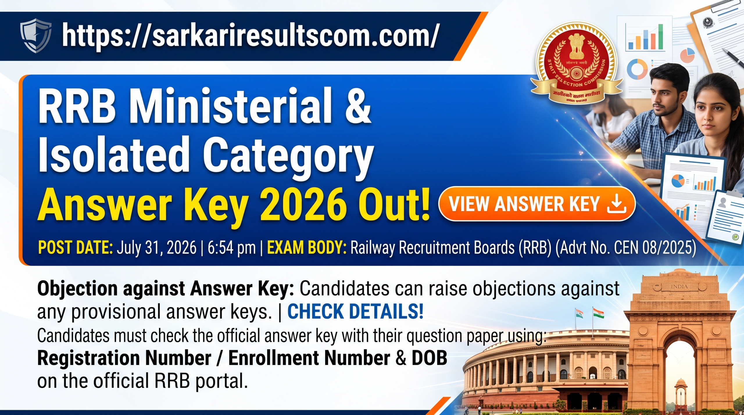 RRB Ministerial & Isolated Category Answer Key 2026