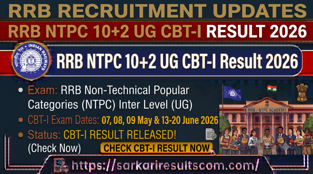 RRB NTPC 10+2 UG CBT-I Result 2026