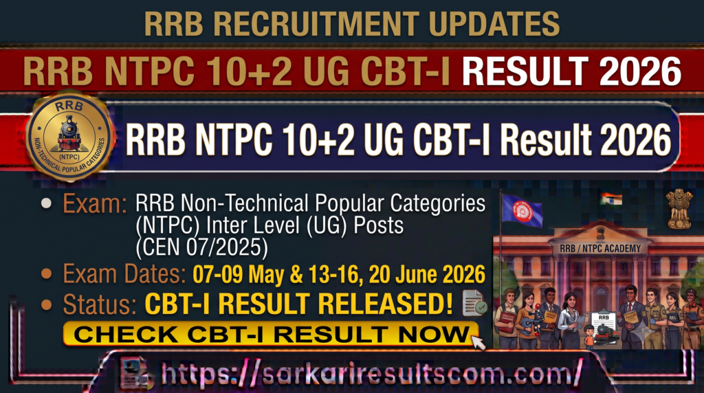 RRB NTPC 10+2 UG CBT-I Result 2026