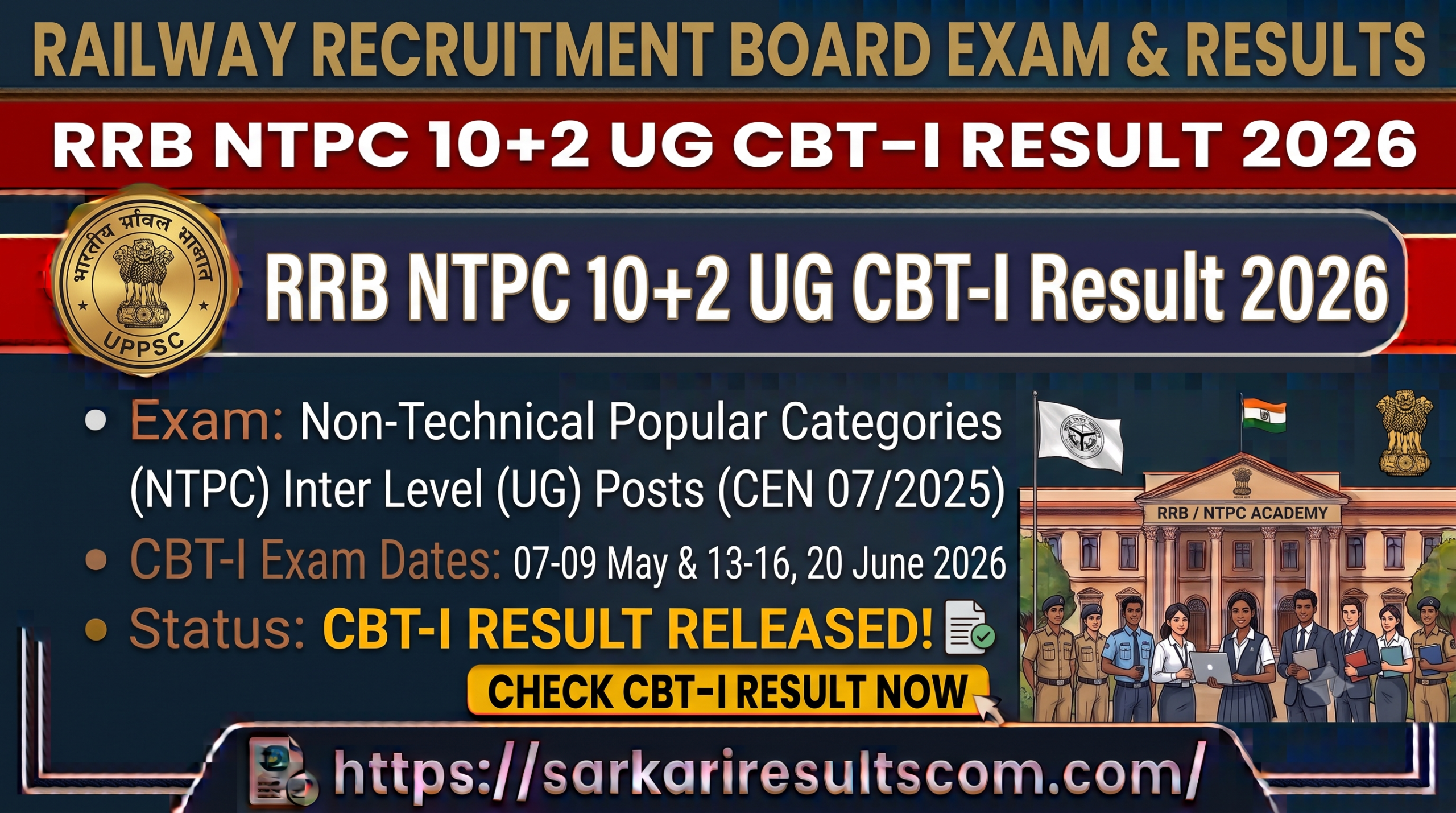 RRB NTPC 10+2 UG CBT-I Result 2026