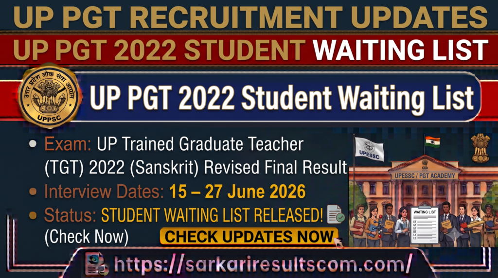 UP PGT 2022 Student Waiting List