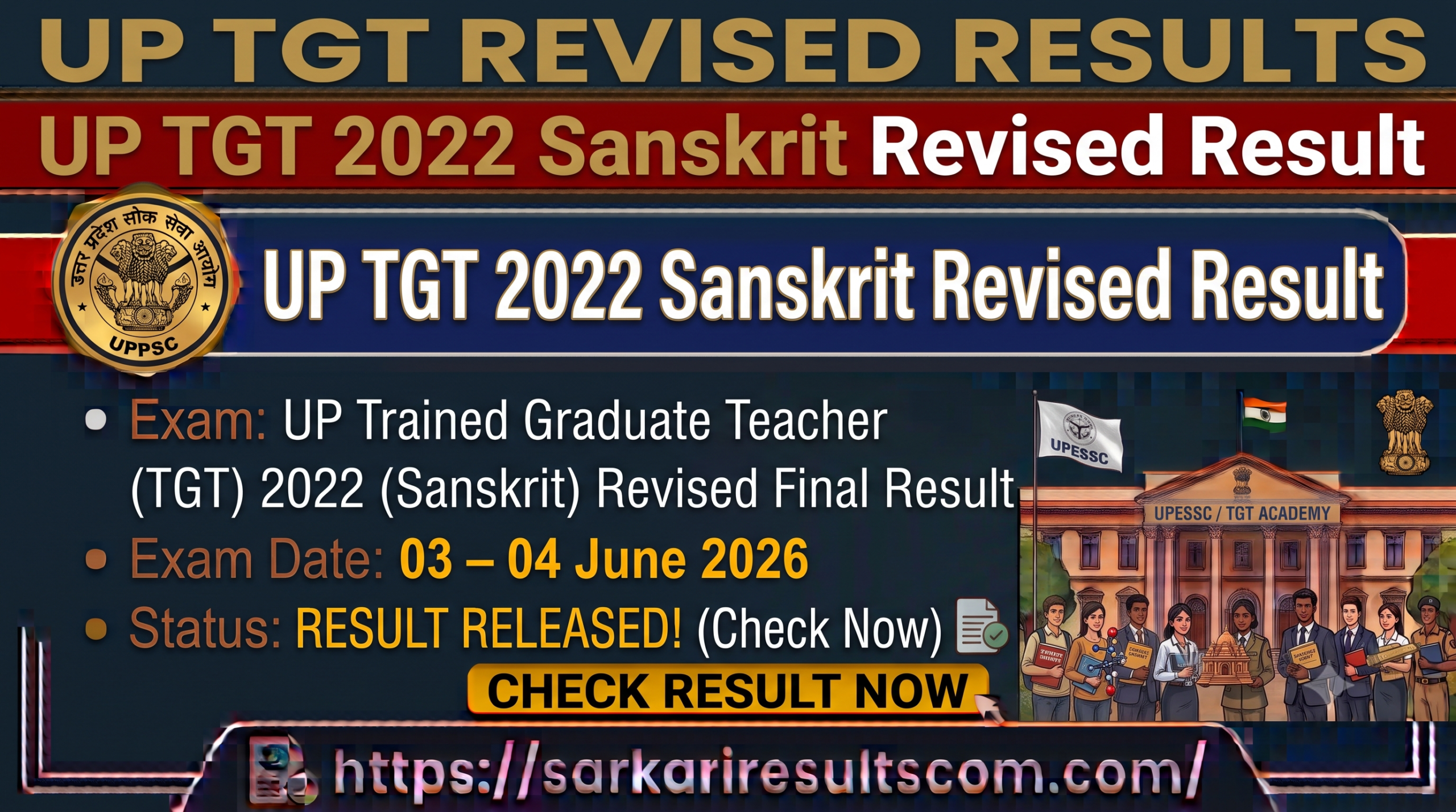 UP TGT 2022 Sanskrit Revised Result