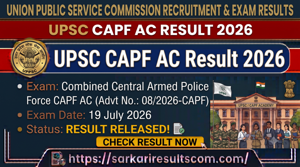 UPSC CAPF AC Result 2026