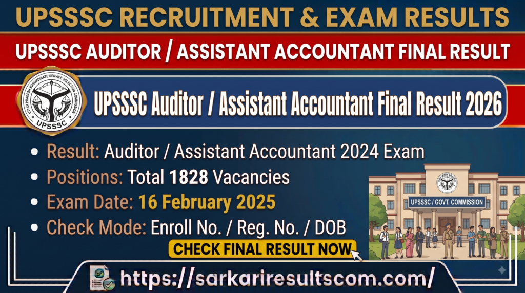 UPSSSC Auditor Assistant Accountant Final Result 2026