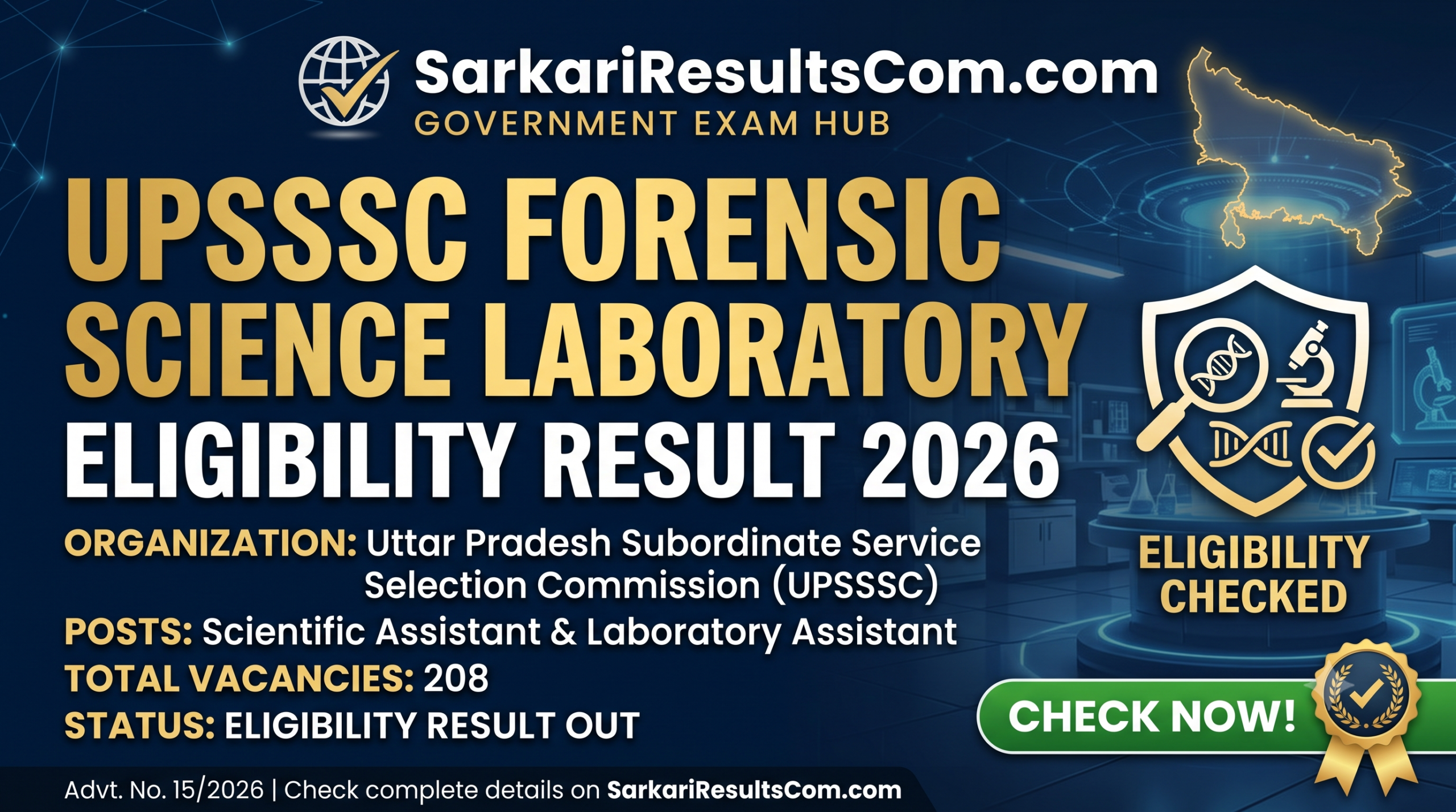 UPSSSC Forensic Science Laboratory Eligibility Result 2026