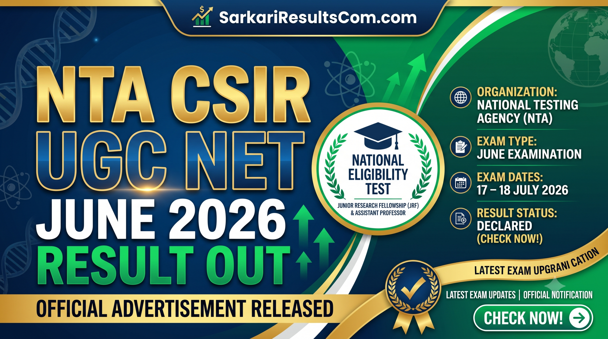 NTA CSIR UGC NET Result 2026