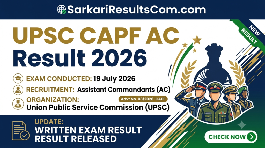 UPSC CAPF AC Result 2026